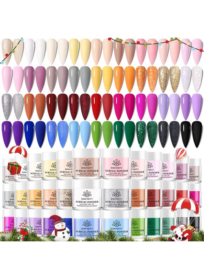 BORN PRETTY Acrylic Powder Set 36 Colors Acrylic Nail Powder Nude Pink Blue Yellow Purple Red Glitter Professional Polymer 3D Acrylic Nail Art Kit for French Nail Extension All Seasons Nail Carving