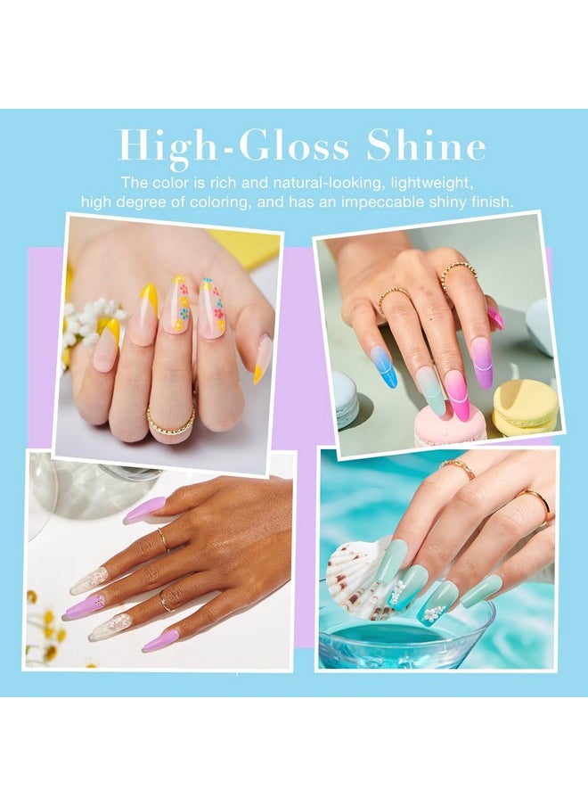 AZUREBEAUTY 170Pcs Dip Nails Powder Starter Kit, 36 Spring Summer Blue Yellow Pink Neon Color Dipping Powder Nail Kit with Essential Dip Liquid Set for French Nail Art Manicure Salon DIY Home