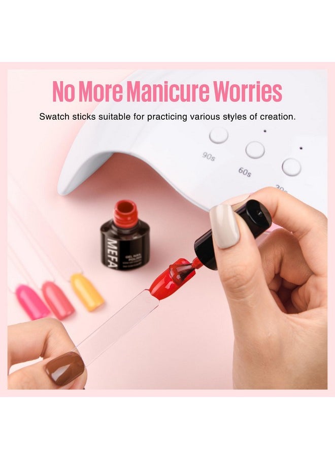 MEFA 100 Pcs Clear Nail Swatch Sticks with Ring and Numbered Tips, False Nail Sample Sticks for Nail Art Polish Color Practice Fan-Shaped Display