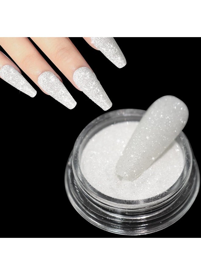Laza 1.5g/0.05oz Diamond Nail Glitter Reflective Glitter Rhinestones Diamond Dust Pixie Crystals for Nails Holographic Nail Powder Glitter Decorations for Nail Art Tips Manicure - Sparkle White