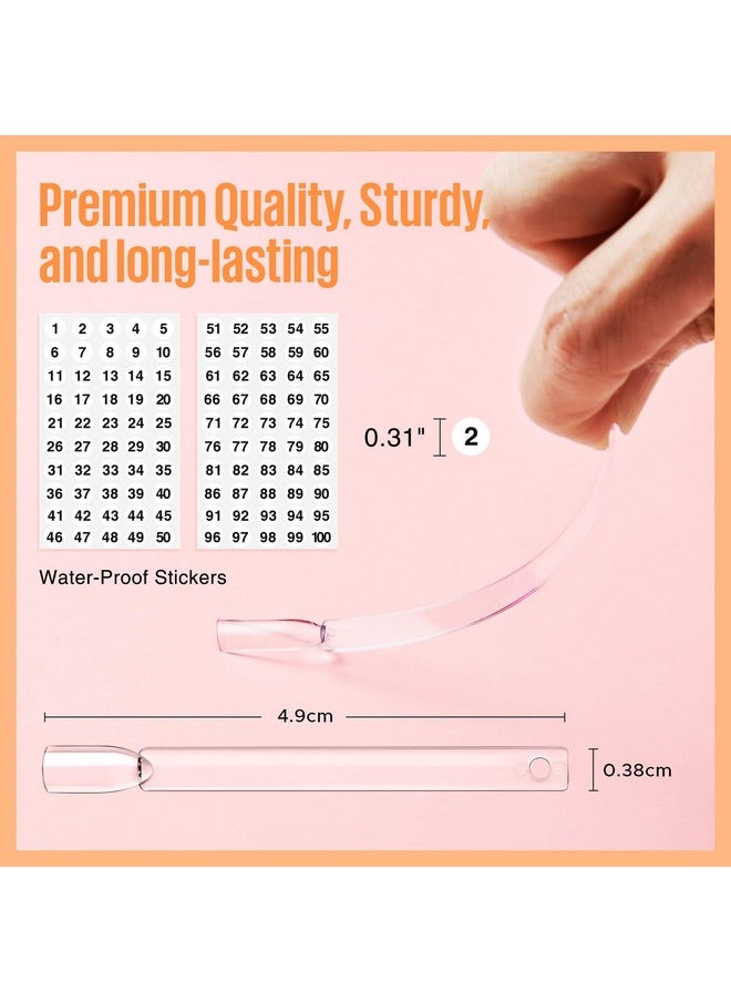 MEFA 50 Pcs Clear Nail Swatch Sticks with Ring and Numbered Tips, False Nail Sample Sticks for Nail Art Polish Color Practice Fan-shaped Display