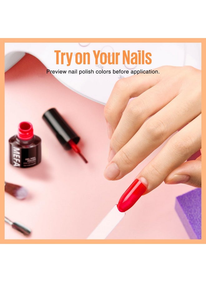 MEFA 50 Pcs Clear Nail Swatch Sticks with Ring and Numbered Tips, False Nail Sample Sticks for Nail Art Polish Color Practice Fan-shaped Display