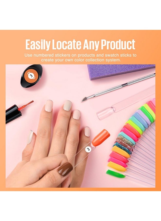 MEFA 50 Pcs Clear Nail Swatch Sticks with Ring and Numbered Tips, False Nail Sample Sticks for Nail Art Polish Color Practice Fan-shaped Display