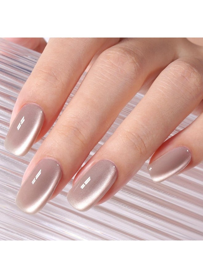 AILLSA Cat Eye Gel Nail Polish Nude Glitter Crystal Gel Polish with Magnet, Glass Sparkle Gel Nail Polish Reflective Shimmer Translucent Jelly Color U V Gel Salon DIY at Home 0.5 OZ GF26