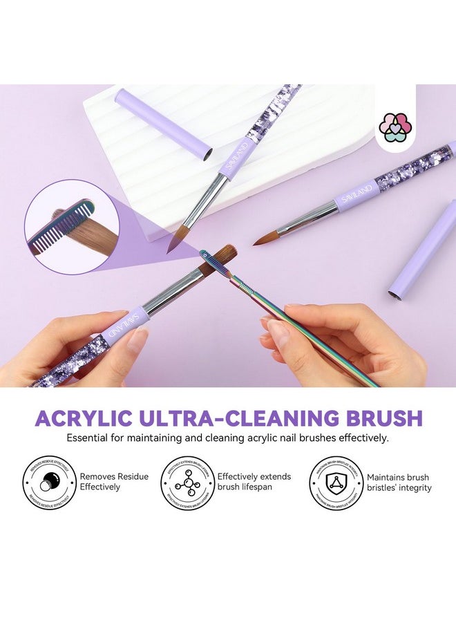 SAVILAND Kolinsky Acrylic Nail Brush Set: Size 6,10,14 Professional Nail Brushes Cleaner Manicure Tool for Acrylic Application Acrylic Powder Nail Extension 3D Nail Carving for Nail Art DIY