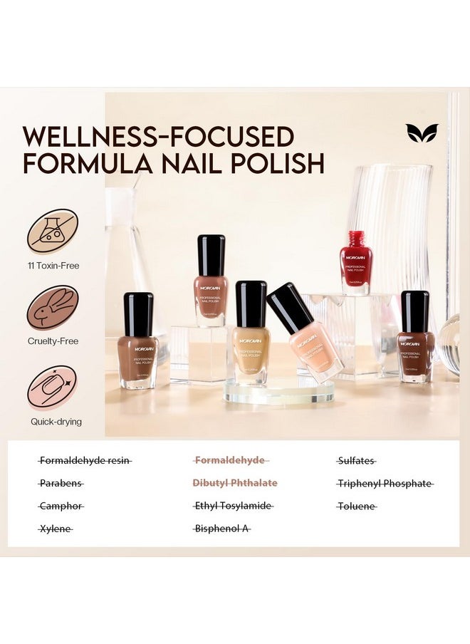 Morovan Brown Nail Polish Set: Fall Winter Nude Nail Polish Kit Regular Air Quick Dry Fingernail Polish Pack for Women Nail Art Design Gift Holiday Party