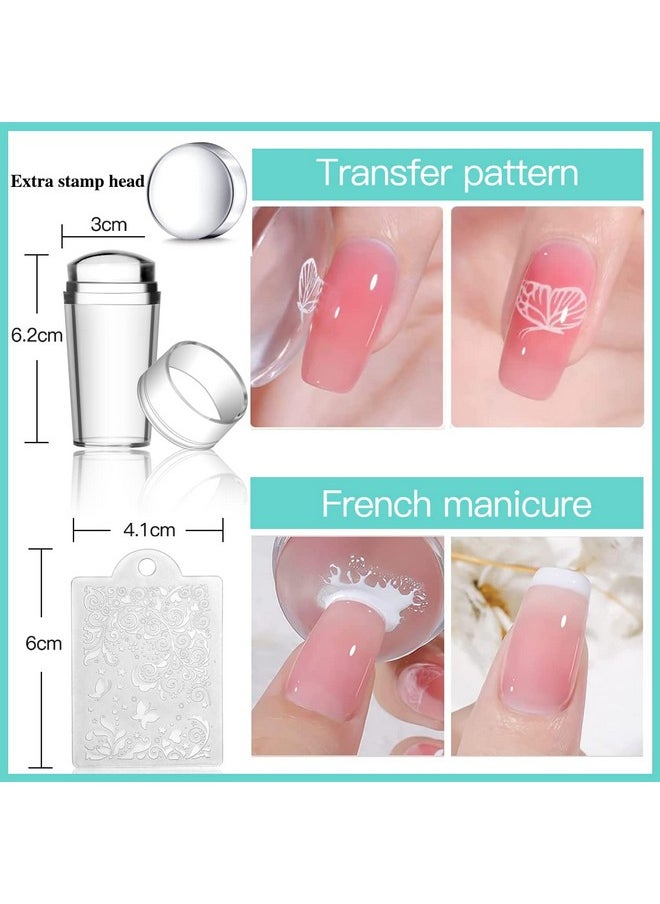 Biutee Nail Stamping Plates Set 15 pcs Nail Art Stamper Scraper Storage Bag Gift Box Nail Stamp Template Kit Lace Flower Butterfly Star Holiday Valentine Design Nail Image Plate