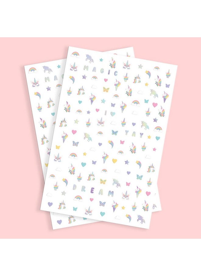 xo, Fetti Kids Unicorn Nail Stickers - 524 Decals | Birthday Girl Party Favors, DIY Home Activity, Gift, Cute Nail Transfer, Rainbow, Butterfly, Easter Basket