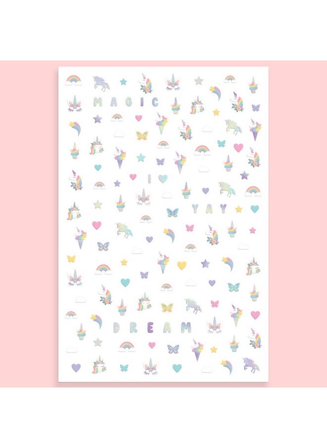 xo, Fetti Kids Unicorn Nail Stickers - 524 Decals | Birthday Girl Party Favors, DIY Home Activity, Gift, Cute Nail Transfer, Rainbow, Butterfly, Easter Basket