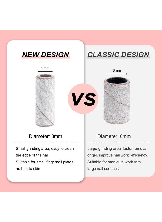 Rolybag 100pcs Small Sanding Bands Nail Drill Bits 240 Extreme Fine Grit Nail File Sanding Bands with 3.1mm Mandrel Bit for Acrylic Nails Gel Removing Shaping Professional Manicures and Pedicure,Zebra