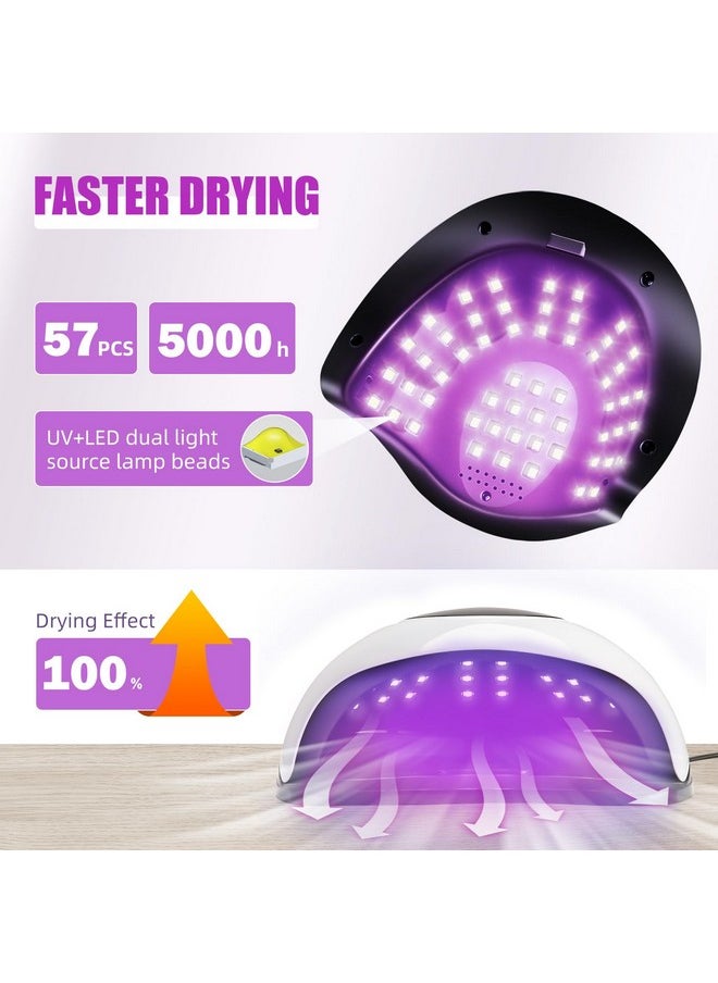 220W UV LED Nail Lamp，UV Light for Nails Gel Polish with 57 Lamp Beads 4 Timer Setting & LCD Touch Display Screen, Auto Sensor, Professional Nail Light UV Nail Lamp for Gel Nails