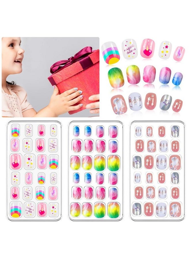 MAYCREATE® 72pcs Kids Press-On Gel Nails Cute Cartoon False Nail Press on Fake Nails Full Cover Press On False Nails for Girls Party Favor Gift Press-on Nail for Girls