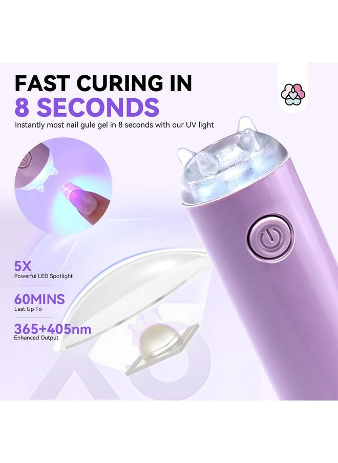 SAVILAND Solid Nail Glue Gel & Nail Glue Remover Kit: U V Light for Nails Complete Nails Tools for Press Ons Strong Nail Glue Gel Handheld Gel X Lamp for Gel Nails and Quick Press On Nail Remover
