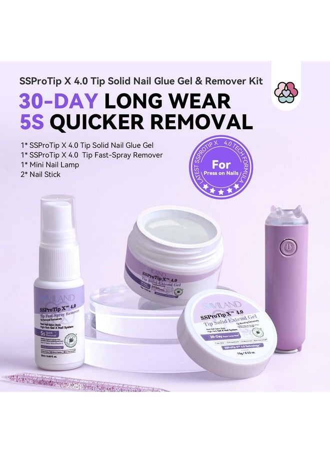 SAVILAND Solid Nail Glue Gel & Nail Glue Remover Kit: U V Light for Nails Complete Nails Tools for Press Ons Strong Nail Glue Gel Handheld Gel X Lamp for Gel Nails and Quick Press On Nail Remover
