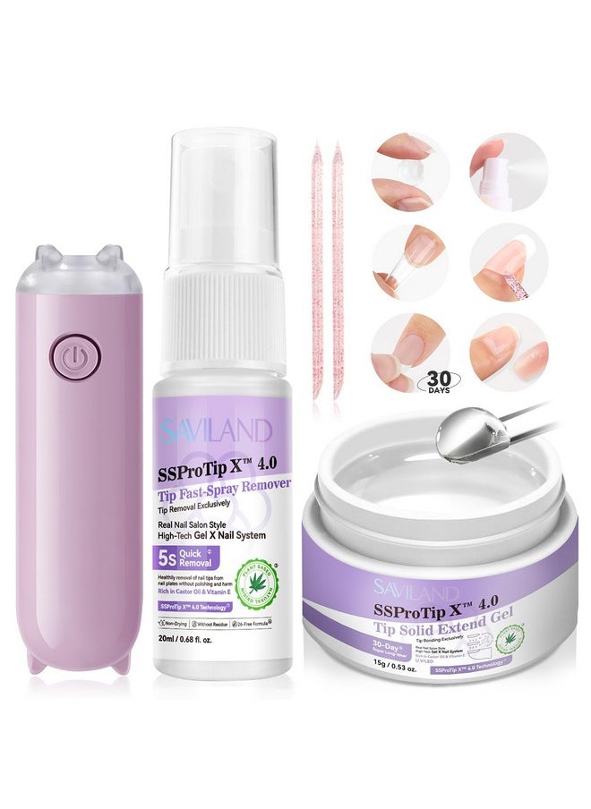 SAVILAND Solid Nail Glue Gel & Nail Glue Remover Kit: U V Light for Nails Complete Nails Tools for Press Ons Strong Nail Glue Gel Handheld Gel X Lamp for Gel Nails and Quick Press On Nail Remover