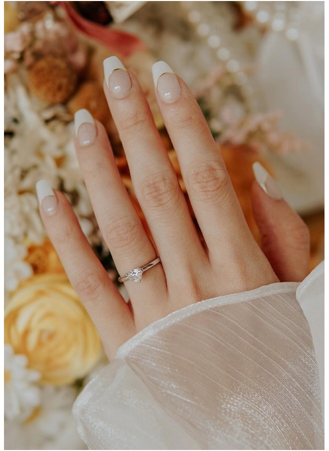 ohora Semi Cured Gel Nail Strips (N Sylph) - White, French, Works with Any UV/LED Nail Lamps, Salon-Quality, Long Lasting, Easy to Apply & Remove - Includes 2 Prep Pads, Nail File & Wooden Stick