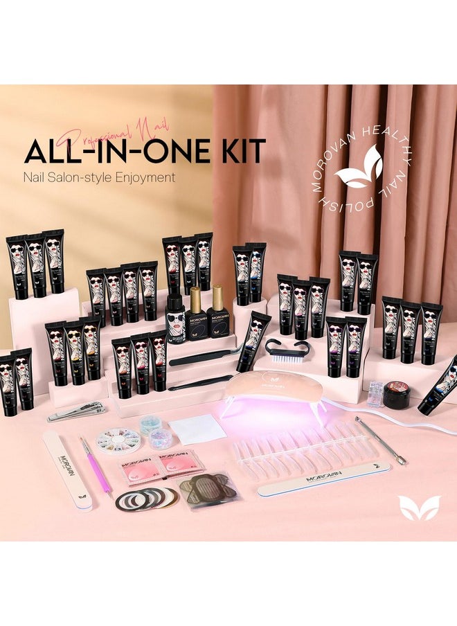 Poly Gel Nail kit for beginners: 32 Colors Gel Extension Nail Set with U V Lights for starter DIY Nail Art extension at Home Gifts for Ladies & Girls