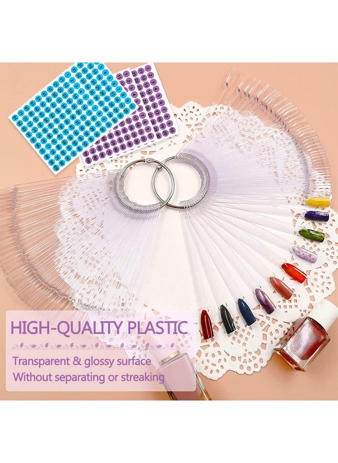 BQAN 200 Pcs Nail Swatch Sticks with Ring, Nails Art Display Nail Swatch Sticks | Nail Practice Sticks for Home or Salon Use, 4 Pack Number Stickers