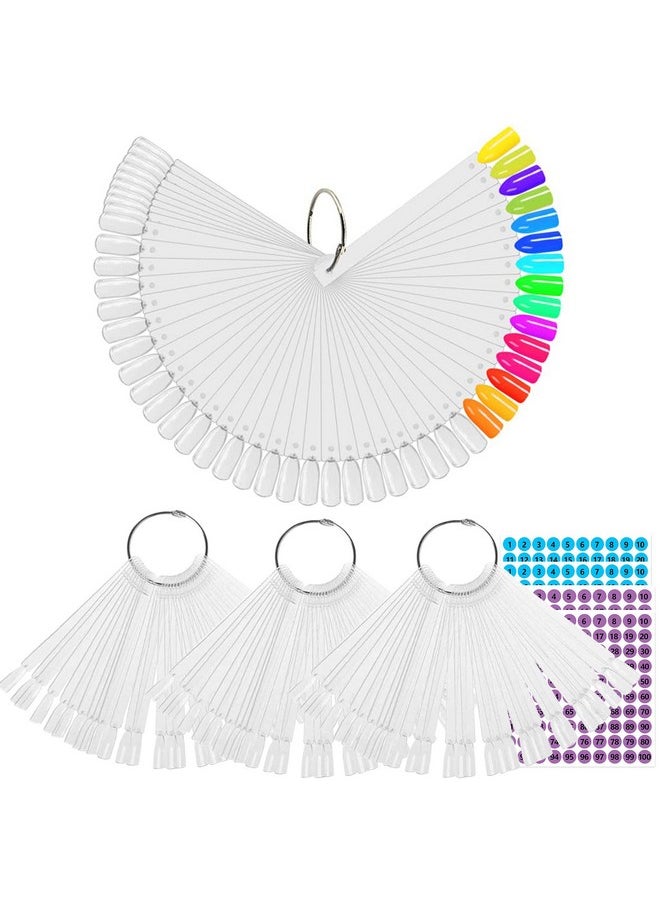 BQAN 200 Pcs Nail Swatch Sticks with Ring, Nails Art Display Nail Swatch Sticks | Nail Practice Sticks for Home or Salon Use, 4 Pack Number Stickers