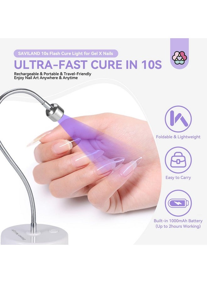 SAVILAND Gooseneck U V Lamp for Gel X Nails: Touch Switch 12W U V Nail Lamp 5S Quick Drying LED Fast Curing Lamp Rechargeable Gel X Lamp 3 Timers Setting 360° Adjustable Home Salon Manicure Nail Dryer