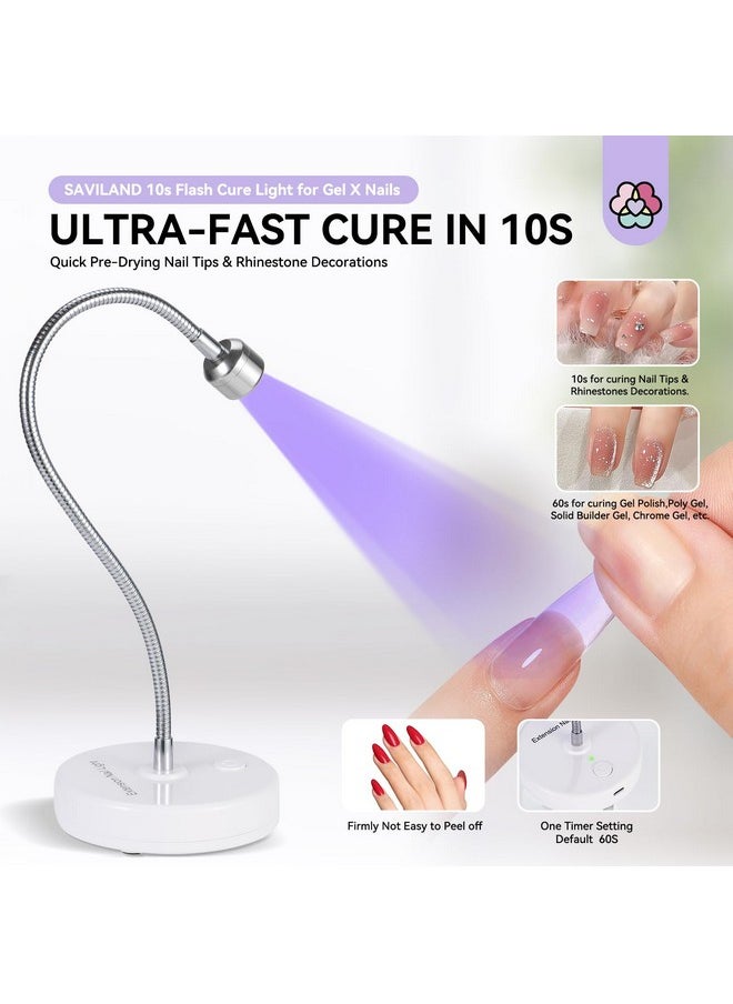SAVILAND Gooseneck U V Lamp for Gel X Nails: Touch Switch 12W U V Nail Lamp 5S Quick Drying LED Fast Curing Lamp Rechargeable Gel X Lamp 3 Timers Setting 360° Adjustable Home Salon Manicure Nail Dryer