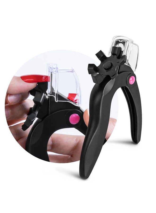 AIRSEE Nail Clippers for Acrylic Nails with Sizer and Catcher Adjustable Nail Tip Cutter with Length Measurement Dial Artificial Fake Extension Trimmer Nail Art Salon Home Manicure Tool - Black