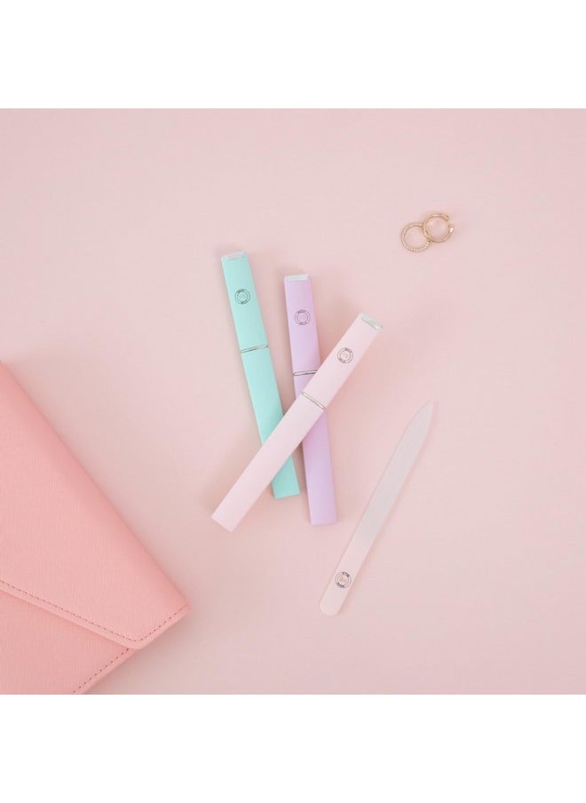 Malva Belle Best Crystal Glass Nail File for Women - Nail File & Travel Case - Nail File Set - Heavy Duty Nail File for Natural Nails, Gel - Professional Nail Shaper - Nail Essentials - Pink 2mm