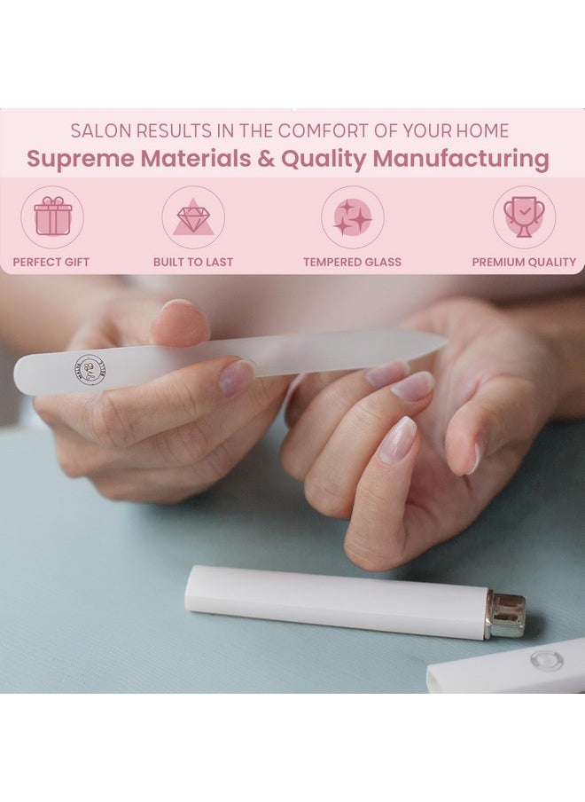 Malva Belle Best Crystal Glass Nail File for Women - Nail File & Travel Case - Nail File Set - Heavy Duty Nail File for Natural Nails, Gel - Professional Nail Shaper - Nail Essentials - Pink 2mm