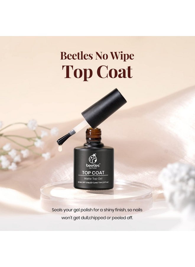 Beetles Gel No Wipe Matte Top Coat - Soak Off Nail Lamp Polish Matte Finish & Long Lasting for Valentine's Day Gift for Women