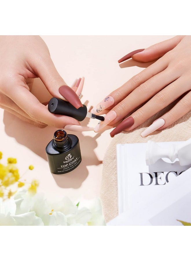 Beetles Gel No Wipe Matte Top Coat - Soak Off Nail Lamp Polish Matte Finish & Long Lasting for Valentine's Day Gift for Women