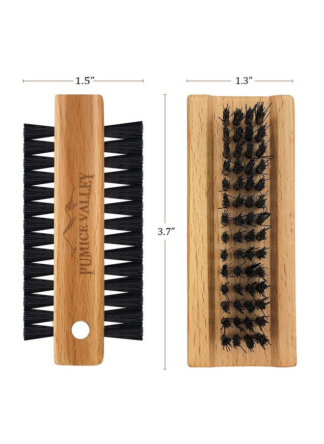Wooden Cleaning Finger Nail Brush with Nylon Charcoal Bristles & Hanging Rope - Double-Sided Fingernail Brush for Scrubbing Fingernails and Toes (Beechwood)