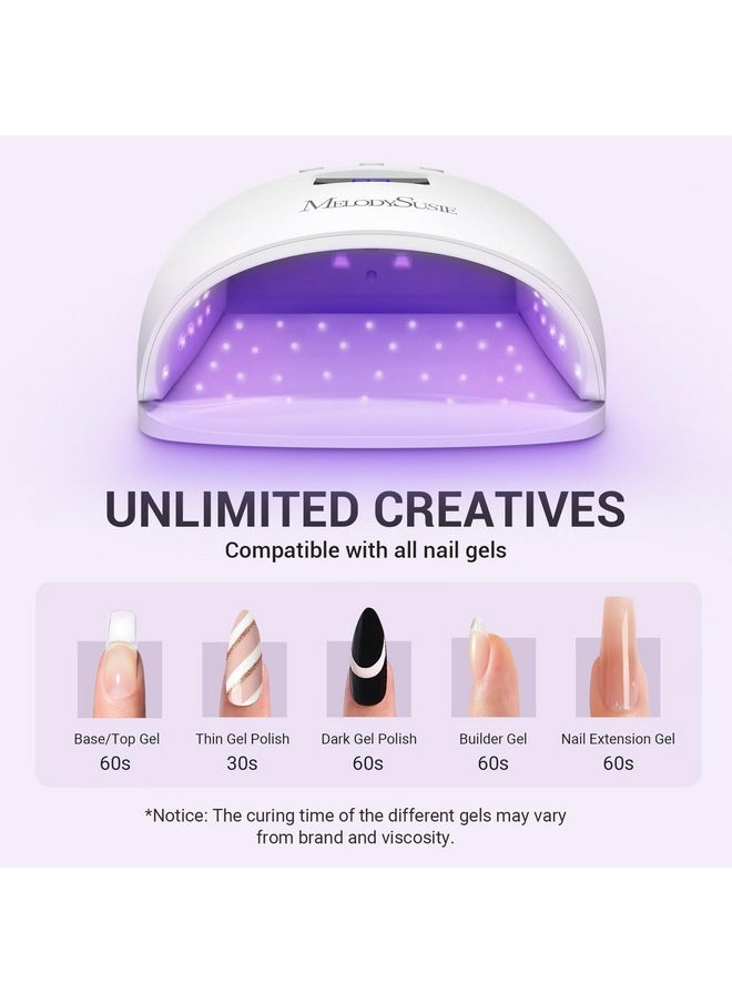Melodysusie UV Nail Lamp, Plus30T UV Light for Gel Nails True 54W Professional Led Nail Dryer with 3 Timer, Smart Sensor, LCD Display, Detachable Tray Fast Curing Nail Art Tools Manicure Accessories