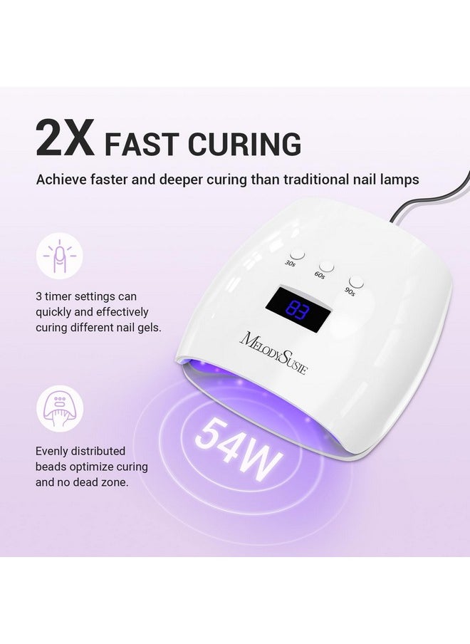 Melodysusie UV Nail Lamp, Plus30T UV Light for Gel Nails True 54W Professional Led Nail Dryer with 3 Timer, Smart Sensor, LCD Display, Detachable Tray Fast Curing Nail Art Tools Manicure Accessories