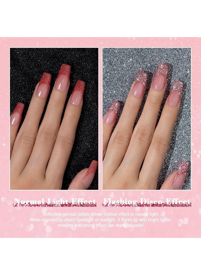 RARJSM Reflective Glitter Nail Art Gel Liner Flash Diamond Painted Polish 12 Colors 5ml Sparkle Silver Brown Hot Pink Green Black Pigment UV LED Soak off Curing Requires for Design