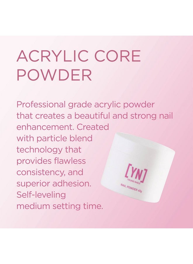 Young Nails Acrylic Core Powder - Self-Leveling Acrylic Nail Powder, Clear Nude Pink White Acrylic Powder for Nail Extenstion, Professional Grade, Superior Adhesion, Color - Clear, 45g