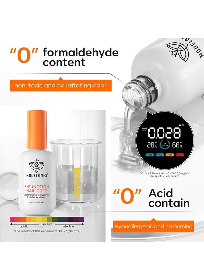 modelones 3-Function Nail Prep, 15 ml Nail Primer and Dehydrator & Nail Nourishment