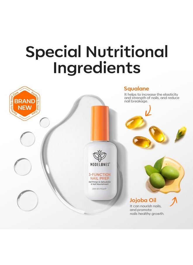 modelones 3-Function Nail Prep, 15 ml Nail Primer and Dehydrator & Nail Nourishment