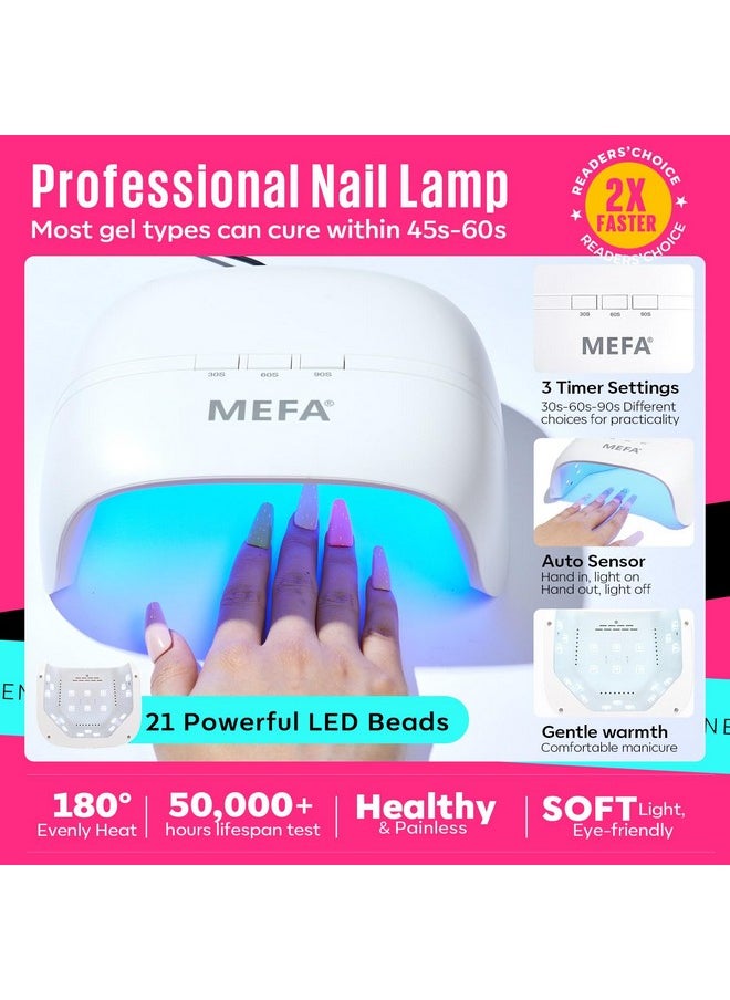 MEFA 34 Pcs Gel Nail Polish Kit with U V Light 48W, 20 Colors All Seasons Collection Nude Pink Red Gel Nail Polish Set with Base and Matte/Glossy Top Coat Nail Art Manicure Tools DIY Salon Home