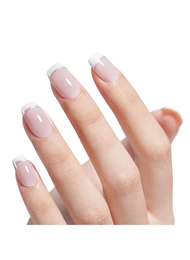 AILLSA Nude Pink Gel Nail Polish Set White Red Gel Nail Polish Milky Neutral Translucent Gel Polish with Base and Top Coat 5+2 Kit Bright Wedding Color Jelly Soak Off U V Manicure Salon DIY at Home