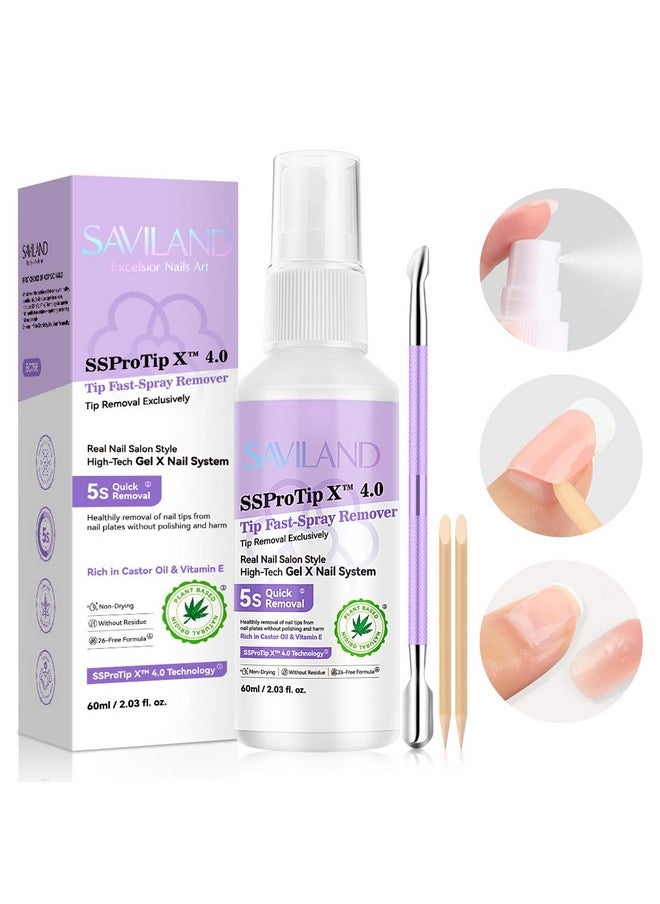 SAVILAND Nail Glue Remover Press on Nails Spray: 60ml Quick Removal for Solid Nail Glue Gel | Gel Nail Glue Removal Gel X Nail | Odorless No Acetone Castor Oil VE 5s Fast Remover Easy Home Use