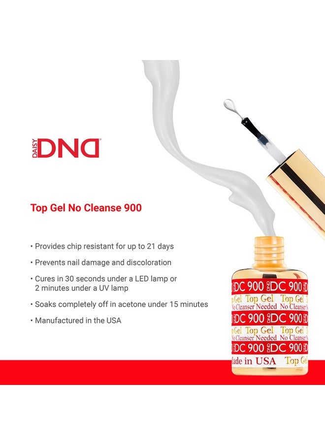 DND DC Base Gel and Top Gel Polish No Cleanse Set, UV/LED GelBase Polish 800 and No Cleanse Top Coat 900, Salon Professional Gel Polish Duo, 0.5 Fl Oz Each