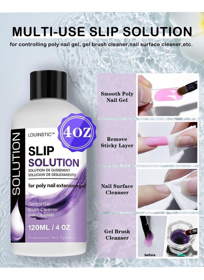 LOUINSTIC Polygel Slip Solution Liquid - 120ml Poly Nail Gel Slip Solutions Anti-stick Slip Solution for Polygels Nail colors