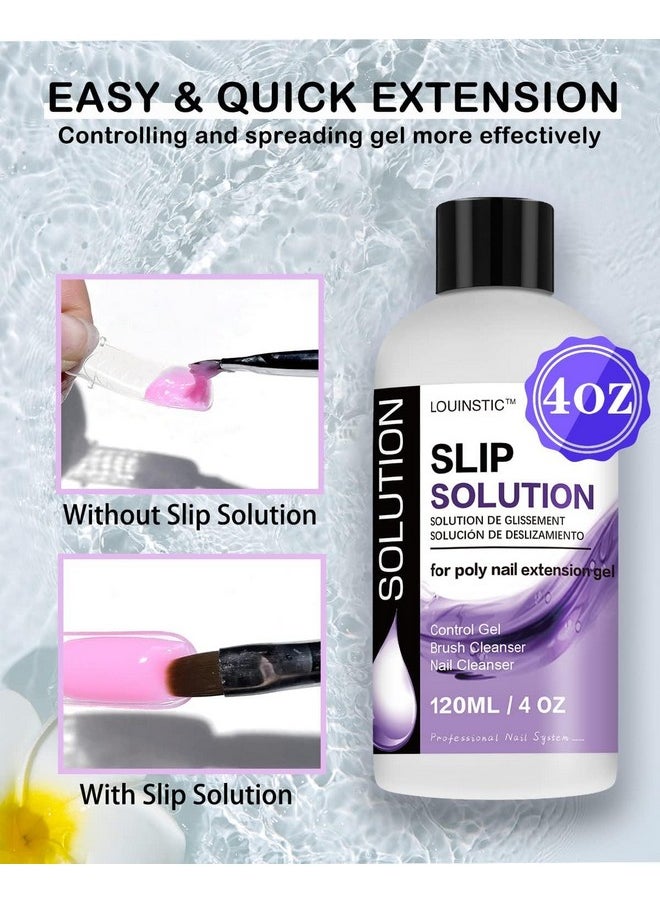 LOUINSTIC Polygel Slip Solution Liquid - 120ml Poly Nail Gel Slip Solutions Anti-stick Slip Solution for Polygels Nail colors