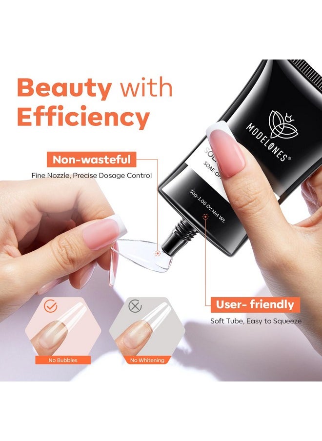 Modelones Solid Nail Gel, 30g Nail Gel for Nail Tips, Solid Nail Glue Gel for Press on Nails, Super Strong Nail Glue for Fake Nails, Acrylic Nail Gel for Long Lasting Manicure DIY at home, Cure Needed