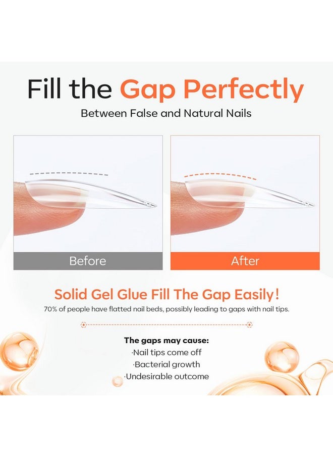 Modelones Solid Nail Gel, 30g Nail Gel for Nail Tips, Solid Nail Glue Gel for Press on Nails, Super Strong Nail Glue for Fake Nails, Acrylic Nail Gel for Long Lasting Manicure DIY at home, Cure Needed