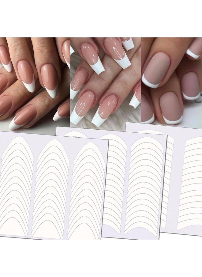 TailaiMei 36 Sheets 1368 Pieces French Manicure Nail Art Stickers, 3 Designs Self-Adhesive Nail Tips Guides for DIY Decoration Stencil Tools (3 Moon Shape Design, 36 Sheets)