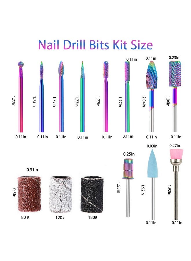 BQAN Nail Drill Bits, 10Pcs 3/32 in Carbide Professional Drill Bit Set for Nail Tech, Remove Acrylic Gel Nails, Manicure with 75Pcs File Sanding Bands (#80#120#180 Grits)