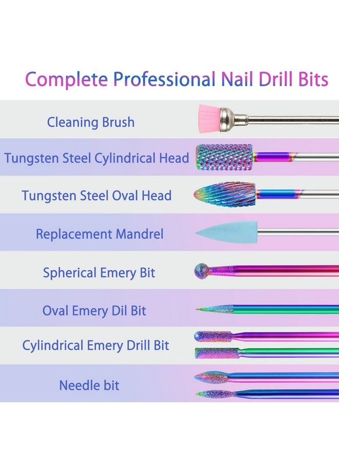 BQAN Nail Drill Bits, 10Pcs 3/32 in Carbide Professional Drill Bit Set for Nail Tech, Remove Acrylic Gel Nails, Manicure with 75Pcs File Sanding Bands (#80#120#180 Grits)