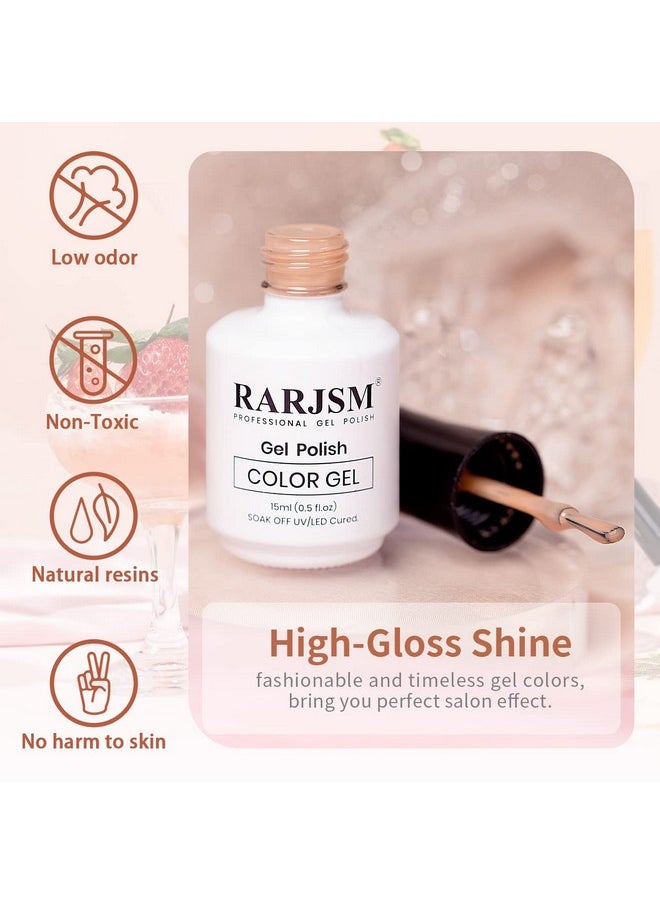 RARJSM Milky Rose Gel Nail Polish LED UV Gel Soak Off Clear Nude Pink French Manicure Light Pink Jelly Nail Gel Polish Varnish Curing Requires 1pcs 15ml for Home Salon Nail Art DIY