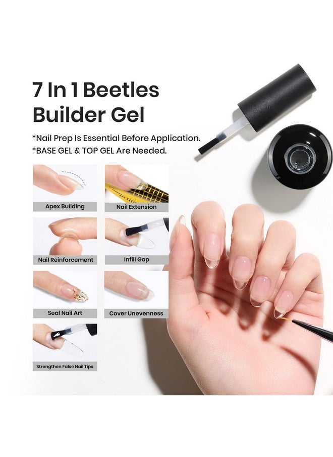 Beetles Gel Polish 5 in 1 Beetles Builder Gel 15ml Clear Builder Strengthener Gel with Detachable Liner Nail Brush for Beetles Builder Gel Nail Art Design Holiday Gift for Women